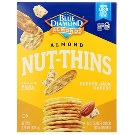 Gluten Free Almond Nut-Thins Cracker Snacks, Pepper Jack Cheese (Pack of 4 – 4.25 Oz. Boxes)