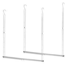 STORAGE MANIAC Hanging Closet Rod, Adjustable Width and Height Closet Hanging Organizer, Space-Saving Clothes Hanging Bar, Closet Extender Hanging Rod Double Closet Hanging Rod, 2 Pack Chrome