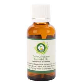 R V Essential Pure Geranium Essential Oil 5 ml (0.169 ounces) - Pelargonium Graveolens (100% Pure and Natural Steam Distillated) Pure Geranium Essential Oil