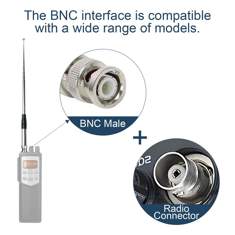 Telescopic 27Mhz CB Antenna 9-51 inches BNC Male Antenna Rod