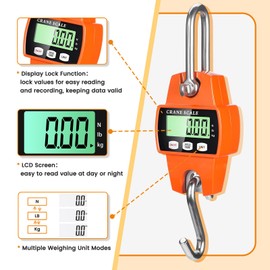 DROSOKING Digital Hanging Scale, 1102lb Crane Scale, 500kg Digital Electronic Weighing Scale with LCD Display for Hunting, Outdoor, Bass Fishing, Big Game, Farm, Large Luggage, Hoyer Patient Lift