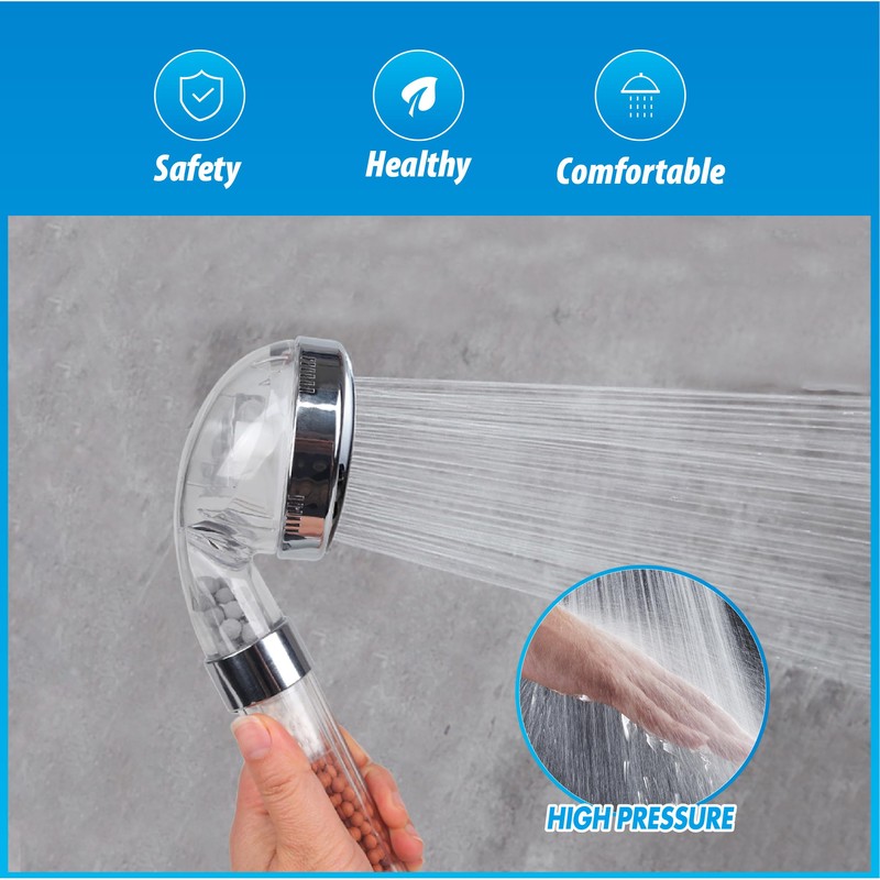 Filtered Shower Head High Pressure Shower Head with Minerals Filter,