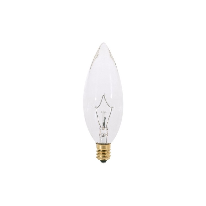 Satco A3682 130V Candelabra Base 25-Watt B9.5 Light Bulb, Clear