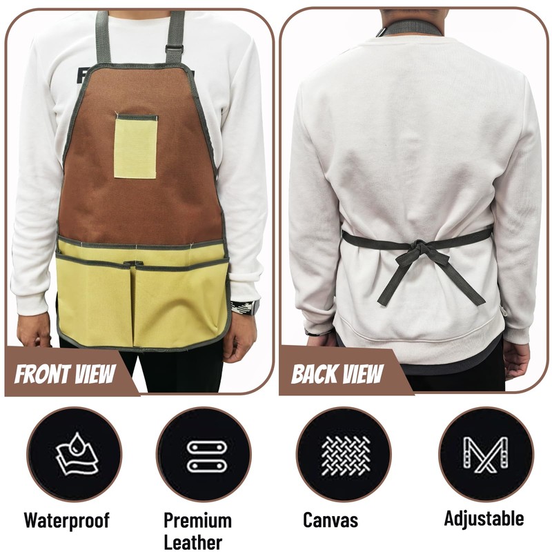 FairyPeach Gardener Apron with Pocket, Thickened and Waterproof Garden Apron,