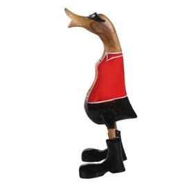 ART-CRAFT Wooden Duck Running Duck Garden Decoration Figure Made of Bamboo Root and Teak Wood in Vintage Look Hand-Painted 25 cm High