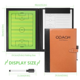 RoseFlower 18.9'' x 12.6'' Coaches Tactical Board, Portable Professional Football/Soccer Magnetic Tactics Strategy Clipboard Training Assistant Equipment with Erasable Write-Wipe Pen and Eraser