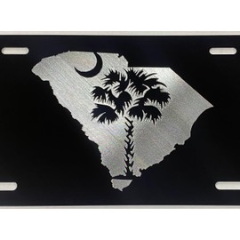 Engraved SC Palm Palmetto Tree Car Tag Diamond Etched Vanity Front License Plate