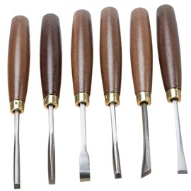 Tofficu 6pcs Walnut Handle Wood Carving Chisel Set Durable Hand Tools for Carpenter Woodworking Precision Manual Carving Kit for Enthusiasts and Professionals