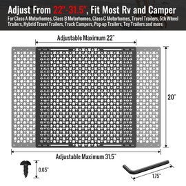 AUH Upgraded RV Screen Door Protector for Dogs, Universal RV Entry Screen Door Grille Adjustable from 22" - 31.5", Aluminum Alloy Protector Screen Defender for RV Door Camper Screen Door Protector