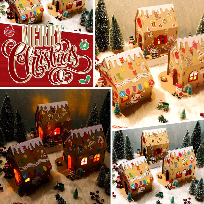 9 Sets Christmas Gingerbread House Kit Christmas Craft Kit Cardboard