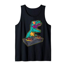 T Rex DJ Party Club Disk Jockey Gift Shirt EDM Dance Club Tank Top