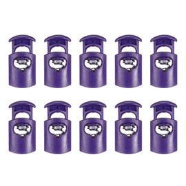 sourcing map 10pcs Plastic Cord Locks Single Hole Spring Toggle Stopper Clip Elastic Clasp Lock Fastener for Drawstring, Paracord, Bags, Clothing, Gloves String Lock Replacement, Dark Purple