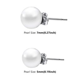 ALLY-MAGIC Pearl Earrings, 925 Sterling Silver Earrings, 1 pair Freshwater Cultured Pearls Stud Earrings for Women, 7mm Button Freshwater Cultured Pearl Stud Earrings Y9ZZED