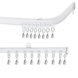 Cbsroro Flexible Bendable Ceiling Curtain Track, Room Divider Curtain Rod Tracks Ceiling or Wall Mount with Clips, Heavy-Duty Divider Curtains Rails for Living Room Shower Privacy RV, White 15 FT
