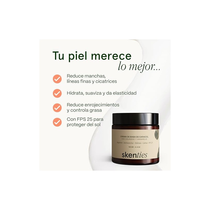 Crema Facial de Baba de Caracol con Colágeno y Hamamelis