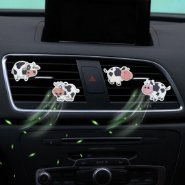 4 Pcs Air Vent Clips, Cute Cow Air Conditioning Outlet Clip Car Air Fresheners Vent Clips Car Interior Decor Charm Car Decoration Cute Car Accessories for Women Girls