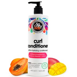 SO COZY SoCozy Curl Conditioner for Kids Curly Hair (16 Fl Oz Pump) Helps Soften Dry & Unruly Curls, Hair Conditioner & Detangler with Mango Seed Butter, Rice Protein & Papaya Extract, Paraben & Sulfate-Free