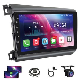 Android Car Stereo for Honda Civic 2012 2013 2014 2015 Carplay Android Auto, 9" Civic Car Radio Touch Screen Multimedia Player Headunit GPS Navi Bluetooth FM SWC AHD Camera + CanBus MIC
