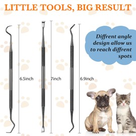 Hotop 3 Pieces Dog Dental Tooth Scaler and Scraper Stainless Double Headed Tarter Removing Tool Scraper Pet Teeth Cleaning Tools for Dog and Cat