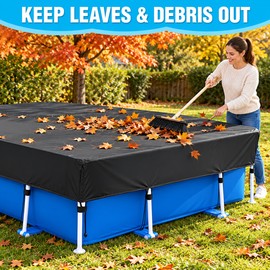 7 x 4 Ft Rectangular Above Ground Pool Cover, 210D Oxford Waterproof UV Protective Cover with Straps