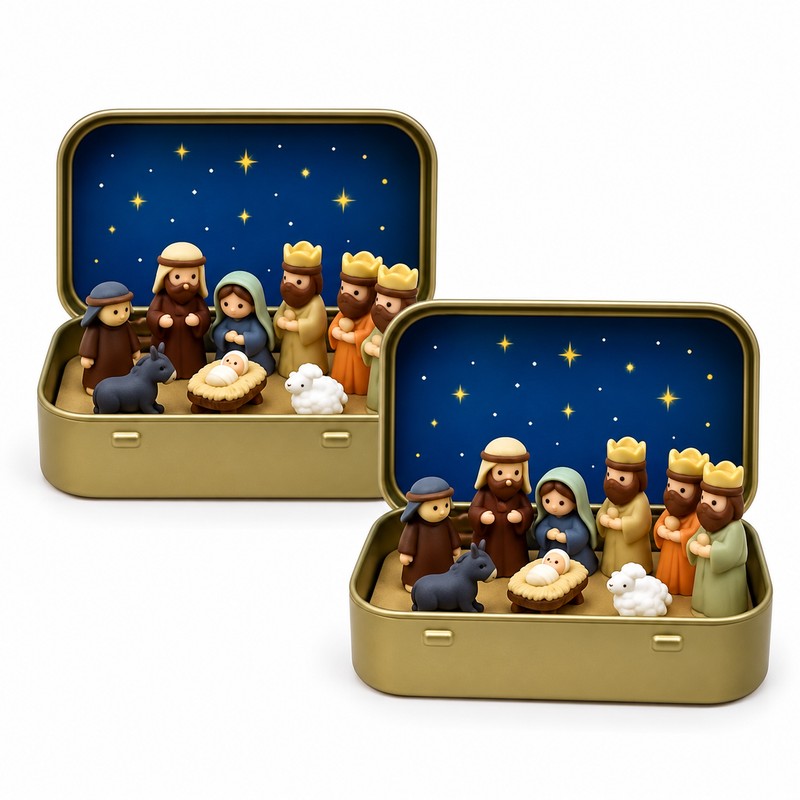 Mini Christmas Nativity Scene Set for Holiday Home Decor –