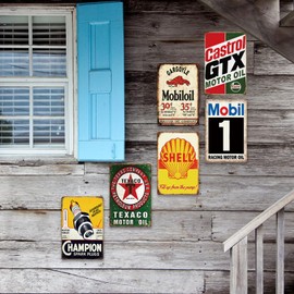 Arpilul 6 Pieces Man Cave Decor for Men-Garage Signs for Men, Vintage Gas Tin Signs and Retro Oil Metal Signs for Garage Man Cave bar Wall Decor (TP-2301,8x12 Inch)