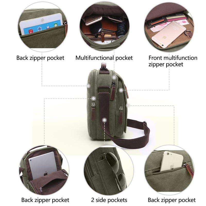 TELOSPORTS Messenger Bag Small Canvas Crossbody Bags Shoulder Bags Man