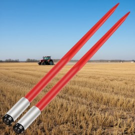 Hay Spear 49 Inch Red Coated Bale Spike Quick Attach Tractor Attachment 3000 Lbs Capacity Square Hay Forks D0100HARS2GColor: Red Color, Length: 49 inch