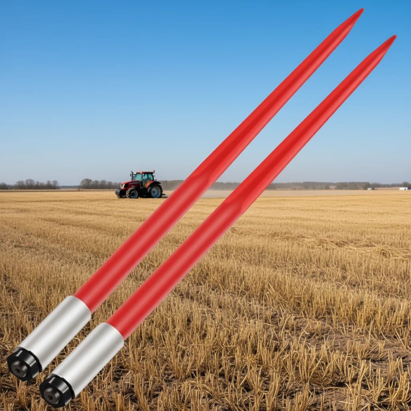 Hay Spear 49 Inch Red Coated Bale Spike Quick Attach