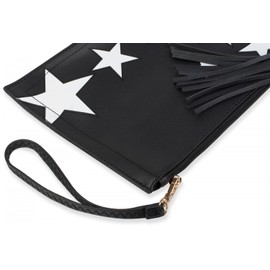 styleBREAKER star design clutch, tassel pendant upon zipper, wrist and shoulder strap, ladies 02012075, Color Gold