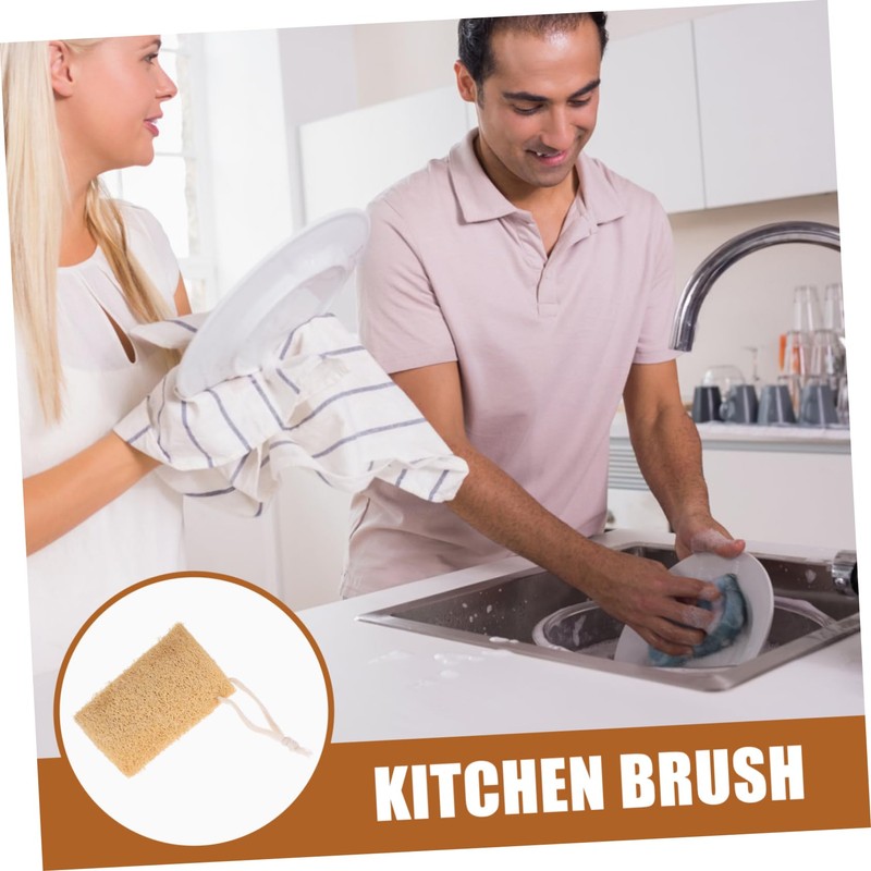 KOMBIUDA 4Pcs Natural Loofah Dish Scrubber Multi Functional Cleaning Sponge
