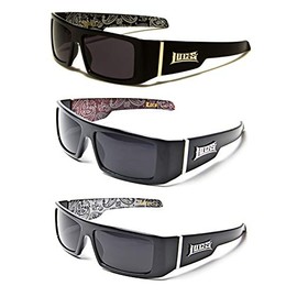 Locs Gangsta Sunglasses Various Combos 58 Style (3 Pack Silver Bandana White Bandana Red Bandana)