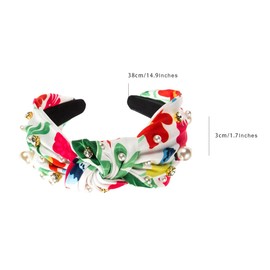 scicent Women's Wide Knotted Headband with Sparkling Pearls Elegant Knot Rhinestone Headband for Women Girls Retro Crystal Decorated Headband for Girls - 27520