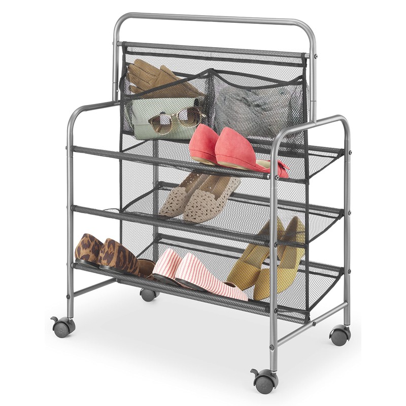 Whitmor 4-Tier Metal & Mesh Shoe Rack, Gunmetal