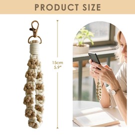 KUDOS Handmade Woven Keychain Wristlet – Stylish Keyring Holder Bracelet Wrist Lanyard for Women Color Brown (Paw Shape)