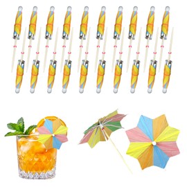 Pack of 50 Cocktail Umbrellas, Cocktail Umbrellas, Paper Umbrellas, Cocktail Accessories, Decoration, Paper Umbrellas, Environmental, Octagonal Cocktail Umbrella, Ice Umbrellas, for Cakes, Desserts