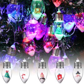 Aurelema 3 Pcs Christmas Snow Globe 6.6ft 10 LED String Light Clear Bulb Christmas Tree String Light with Cute Ornament Vintage Decor Lights for Bedroom Table Party Decor Battery Operated (Multicolor)
