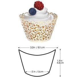 KOSTOO Cupcake Wrappers 50pcs/Pack Lace Cupcake Liners Laser Cut Cupcake Papers Cupcake Muffin Cups for Wedding/Birthday Party Decoration (Titanium White)