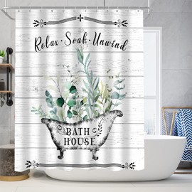 4 Pcs Farmhouse Shower Curtain Set Vintage Floral Bathroom Sets with Shower Curtain and Rugs Rustic Flower Leaves Bathroom Decor Country Bathtub Bathroom Accessories Bathroom Rugs Mat Toliet Lid Cover