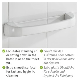 WENKO 19900100 Bath grip Pure, Plastic ABS, 28.5 x 5 x 6.5 cm, White