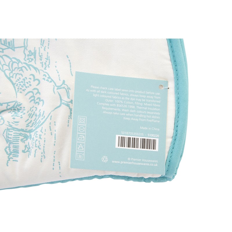 Premier Housewares Country Kitchen Single Oven Glove - White/Teal