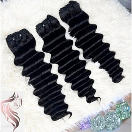 14A Grade Deep Wave 16 inch Hair Bundle, Color 1B