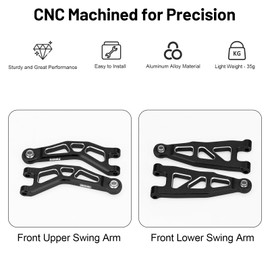 daitoku Front Upper Swing Arm and Front Lower Swing Arm Aluminum Alloy Upgrade Parts for ARRMA 1/18 Granite Grom Typhon (Black)