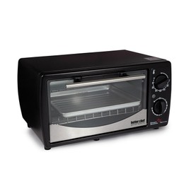 Better Chef Basic Toaster Oven | 4-Slice | 60-Minute Timer | Slide Out Rack | Bake Tray | Broil (Black)