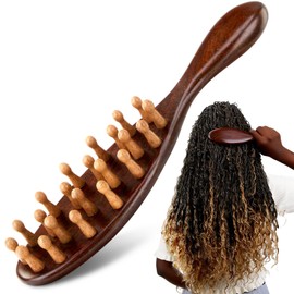 Natural Sandalwood Locs Brush, Ergonomic Dreadlock Detangling Hairbrush with Natural Bristles for Twists & Loc Maintenance, Wooden Scalp Massager For Dreads Compact Travel Size for Men & Women