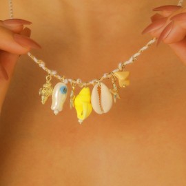 RadiVibe Fish Charm Starfish Necklace Seashell Jewelry for Women Beach Inspired Pendant Accessory Ocean Style Gift Trendy Summer Statement Look