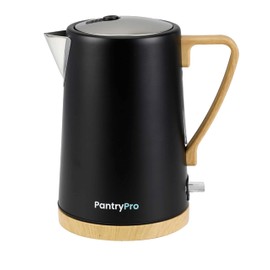 PantryPro 1.7L 1500W Rapid-Boil Electric Kettle - Stainless Steel Interior - Auto Shut-Off, Boil-Dry Protection, LED Indicator, Wide Opening - Black