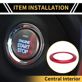 REPAIROCK 1 Pc Engine Start Stop Button Switch Knob Cover Ring for Ford F-150 2016-2021 Key Ignition Starter Knob Ring Cover Decoration Aluminum Alloy Red