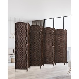 JOSTYLE Room Divider 6ft. Tall Extra Wide Privacy Screen, Folding Privacy Screens with Diamond Double-Weave Room dividers and Freestanding Room Dividers Privacy Screens(Espresso, 8-Panel)
