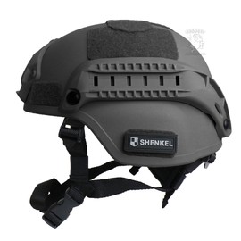 SHENKEL MICH 2000 PJ Type Tactical Helmet, Side Rails, NVG Mount (Black, Black) Airsoft Patch Included, Tactical Helmet